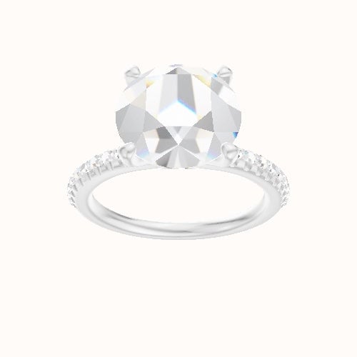 Half Pave Engagement Ring With Accent Diamond Head