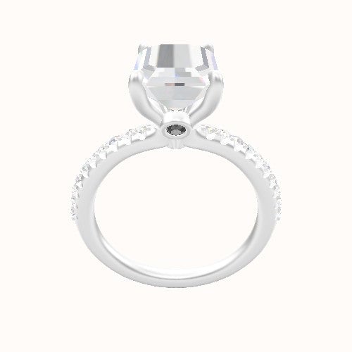 Half Pave Engagement Ring With Accent Diamond Head
