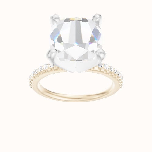 Half Pave Engagement Ring With Classic Four Prong Head