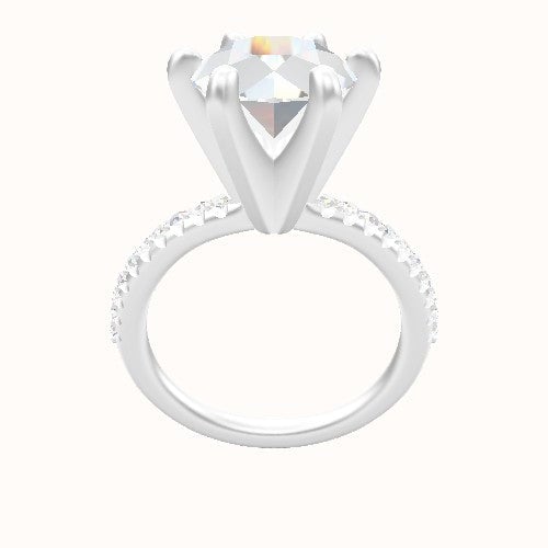 Half Pave Engagement Ring With Classic Six Prong Head
