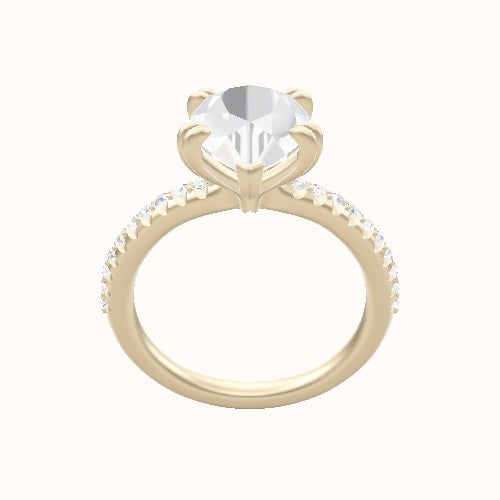 Half Pave Engagement Ring With Double Prongs Head