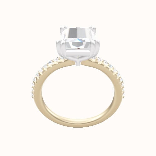 Half Pave Engagement Ring With Double Prongs Head
