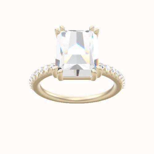 Half Pave Engagement Ring With Double Prongs Head