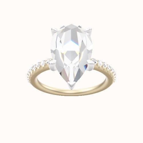 Half Pave Engagement Ring With Four Prong Head