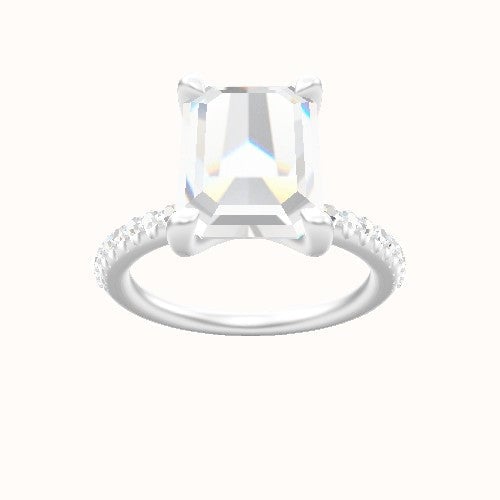 Half Pave Engagement Ring With Four Prong Head