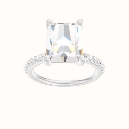 Half Pave Engagement Ring With Four Prong Head