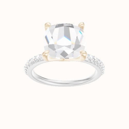 Half Pave Engagement Ring With Four Prong Head