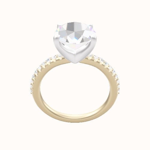 Half Pave Engagement Ring With Four Prong Head