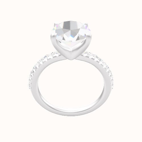 Half Pave Engagement Ring With Four Prong Head