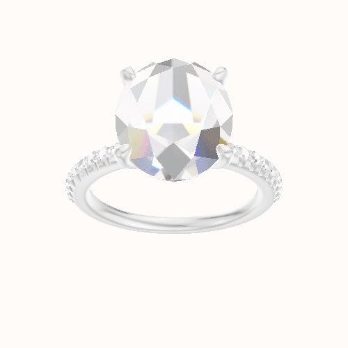 Half Pave Engagement Ring With Front set gallery Head