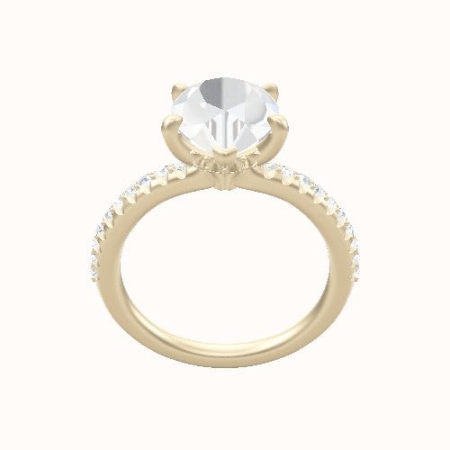 Half Pave Engagement Ring With Front set gallery Head
