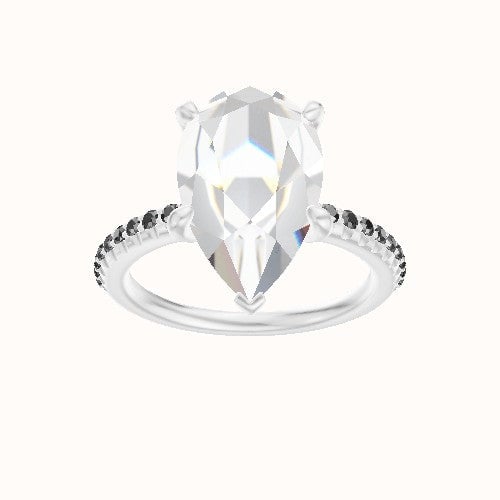 Half Pave Engagement Ring With Front set gallery Head and Matching Band
