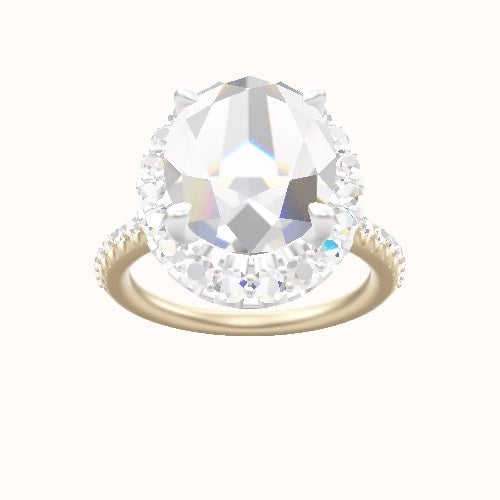 Half Pave Engagement Ring With Halo Head