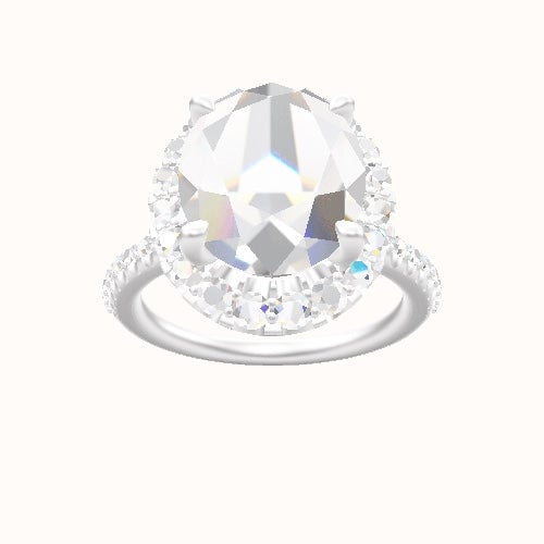 Half Pave Engagement Ring With Halo Head