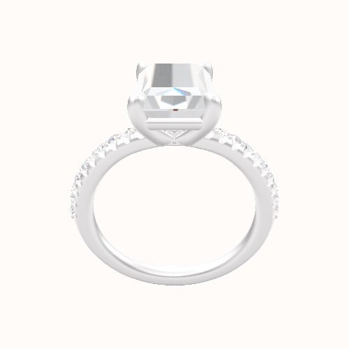 Half Pave Engagement Ring With Low Set Four Prong Head