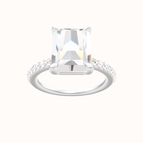 Half Pave Engagement Ring With Low Set Four Prong Head