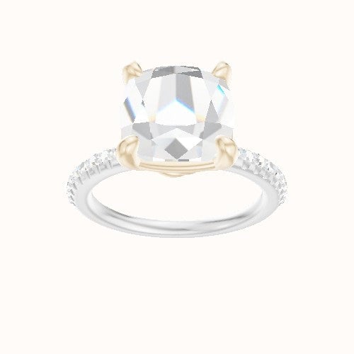 Half Pave Engagement Ring With Low Set Four Prong Head