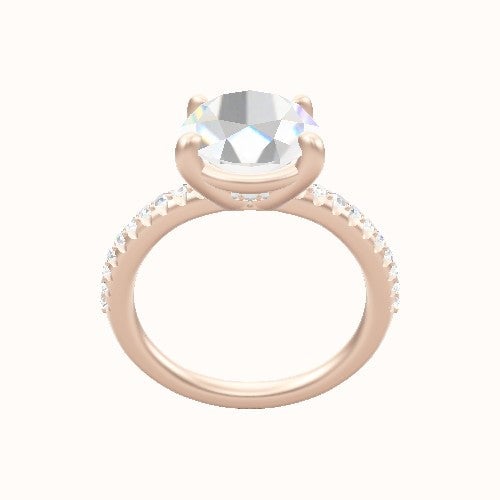 Half Pave Engagement Ring With Low Set Four Prong Head