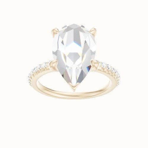 Half Pave Engagement Ring With Low Set Four Prong Head