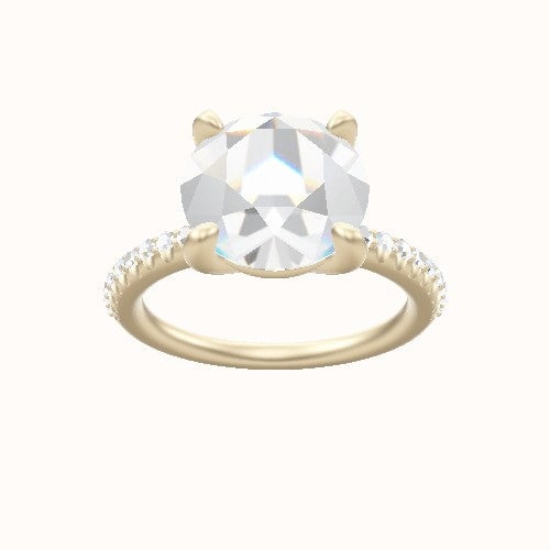 Half Pave Engagement Ring With Low Set Four Prong Head