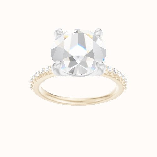 Half Pave Engagement Ring With Low Set Four Prong Head