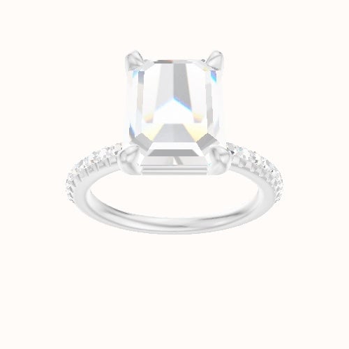 Half Pave Engagement Ring With Low Set Four Prong Head