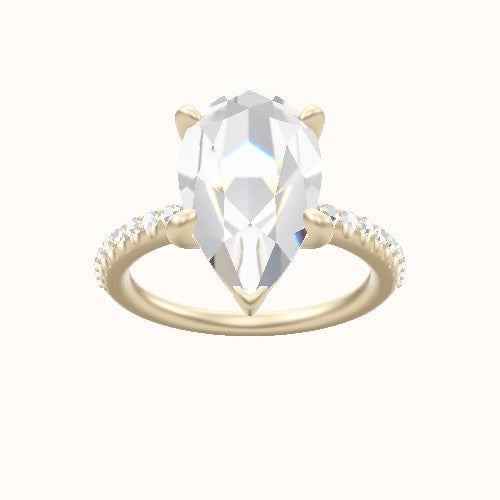 Half Pave Engagement Ring With Low Set Four Prong Head