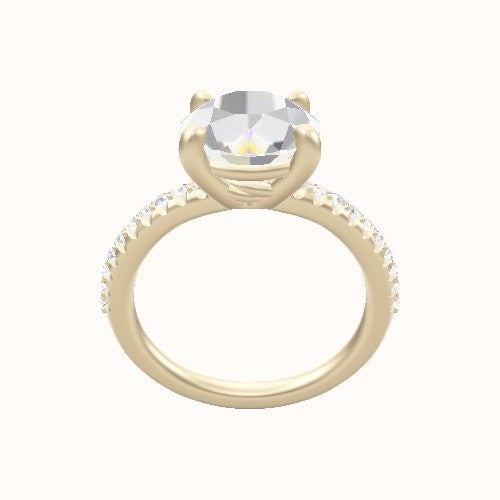Half Pave Engagement Ring With Low Set Four Prong Head