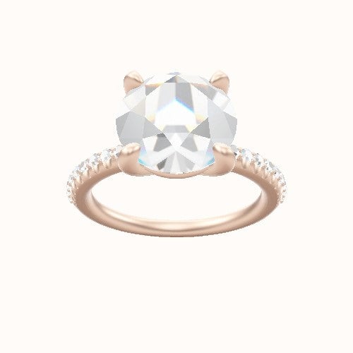 Half Pave Engagement Ring With Low Set Four Prong Head