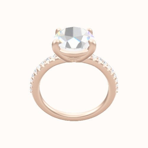Half Pave Engagement Ring With Low Set Four Prong Head