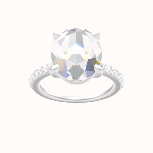 Half Pave Engagement Ring With Low Set Four Prong Head