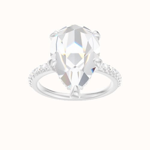 Half Pave Engagement Ring With Pave Basket Head