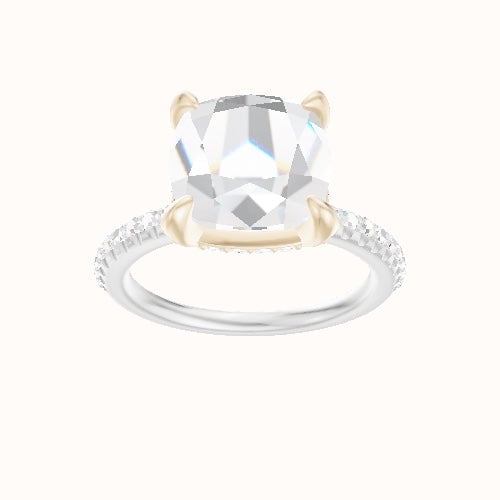 Half Pave Engagement Ring With Pave Basket Head