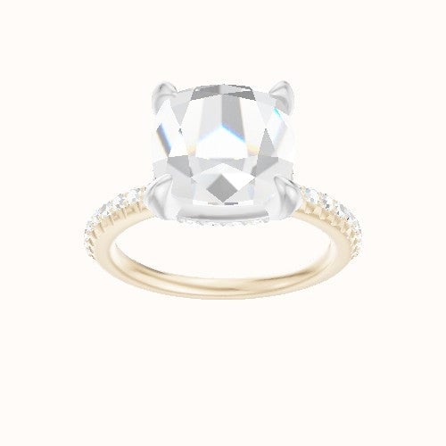 Half Pave Engagement Ring With Pave Basket Head