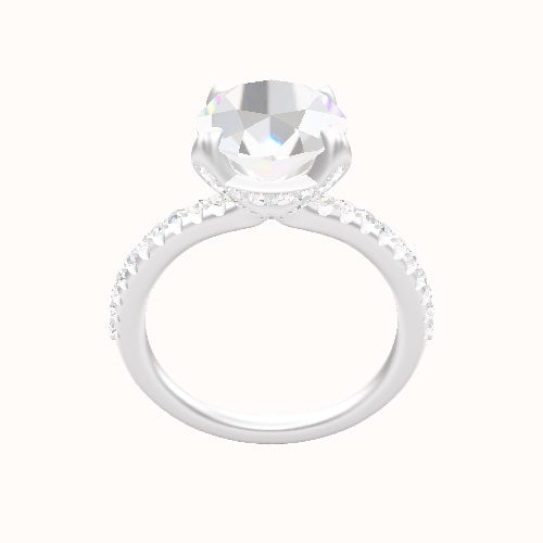 Half Pave Engagement Ring With Pave Basket Head