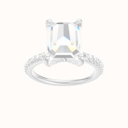 Half Pave Engagement Ring With Pave V Prong Head