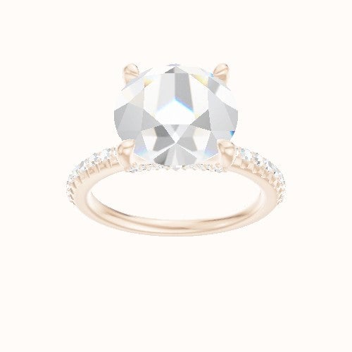 Half Pave Engagement Ring With Pave V Prong Head