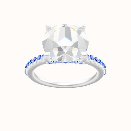 Half Pave Engagement Ring With Pave V Prong Head