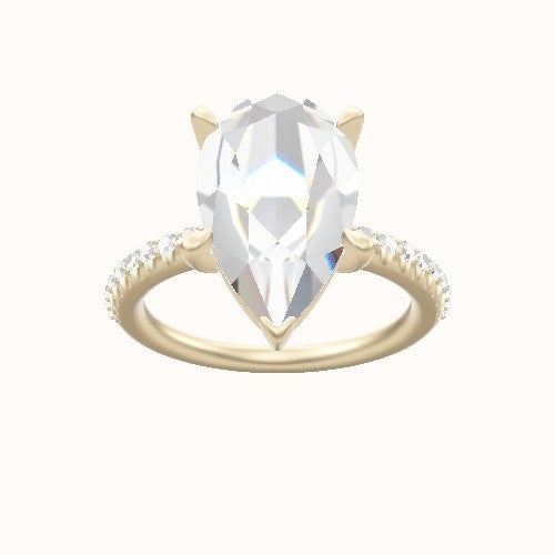 Half Pave Engagement Ring With Standard Four Prong Head