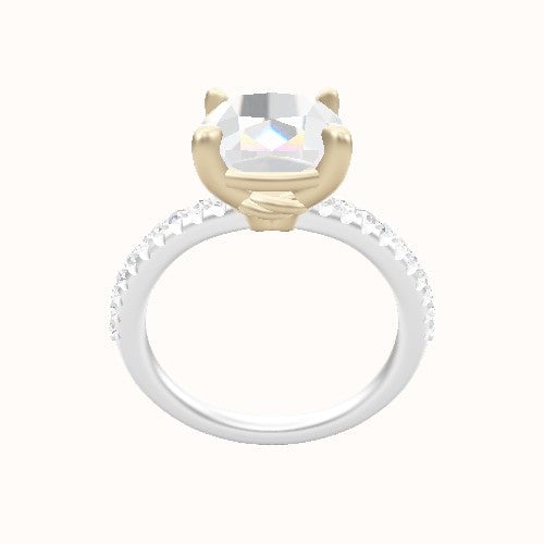 Half Pave Engagement Ring With Standard Four Prong Head