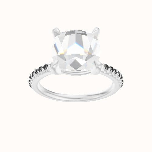 Half Pave Engagement Ring With Standard Four Prong Head