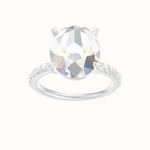 Half Pave Engagement Ring With Standard Four Prong Head