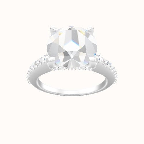 Illusion Set Shank Engagement Ring With Double Pave V Prong Head