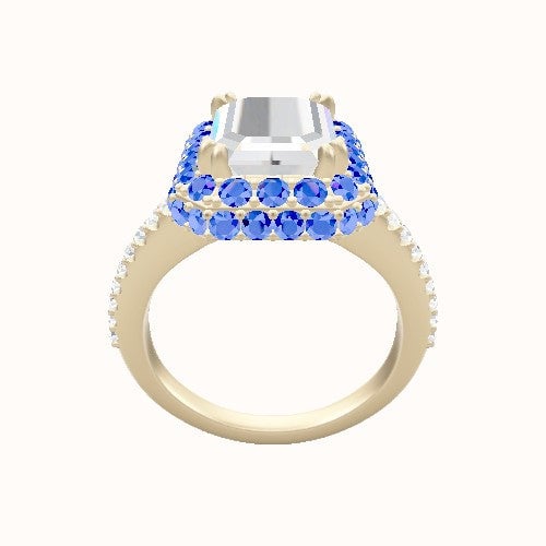 Illusion Set Shank Engagement Ring With Double Prong Waterfall Halo Head