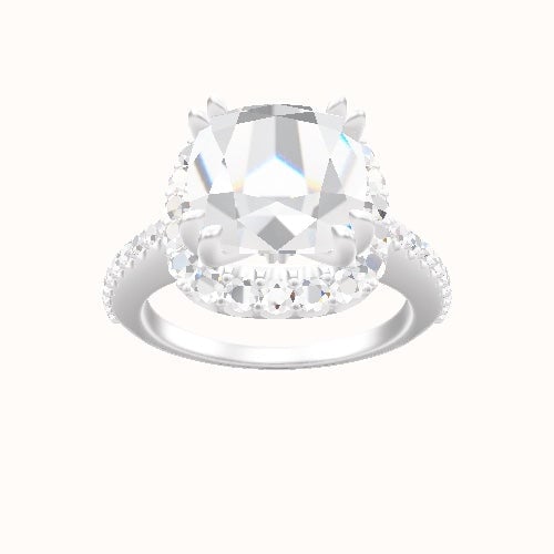Illusion Set Shank Engagement Ring With Halo with Double Prong Head