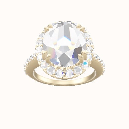 Illusion Set Shank Engagement Ring With Halo with Double Prong Head