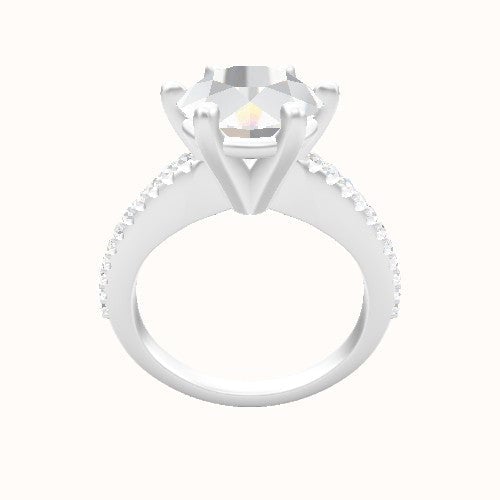 Illusion Set Shank Engagement Ring With High Set Six Prong Head