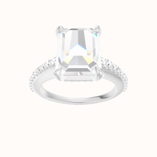 Illusion Set Shank Engagement Ring With Pave Basket Head