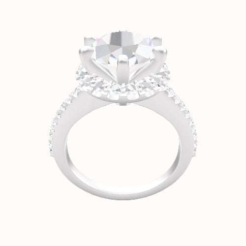 Illusion Set Shank Engagement Ring With Six Prong Halo Head