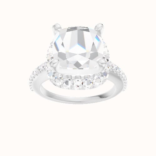 Illusion Set Shank Engagement Ring With V Prong Halo Head